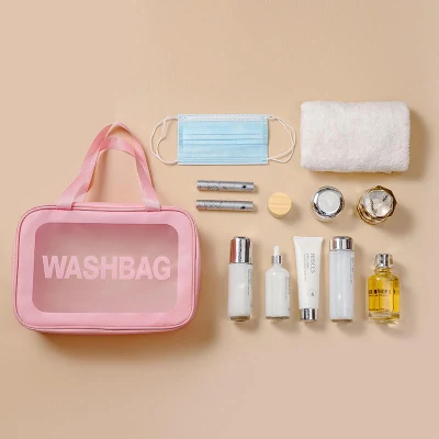 El suministro directo de fábrica PVC portátil de viaje portátil impermeable con cremallera de la bolsa de cosméticos maquillaje