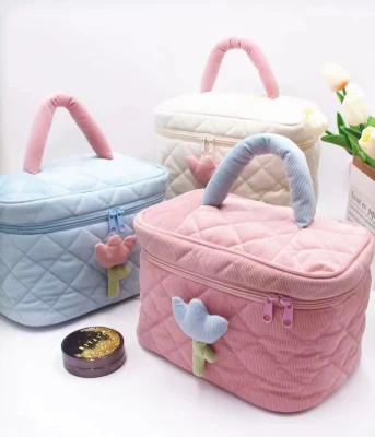 Estuche cosmético rosa reutilizable para promoción de la bolsa de maquillaje de viaje Bolsa de aseo Eco