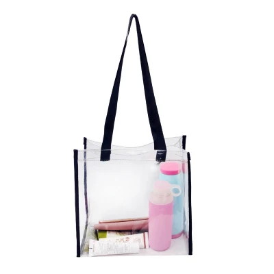 Transparente PVC bolsos de mano al por mayor Logo personalizado Playa Compras plástico Tote Bolsa PVC transparente bolsos