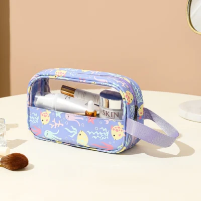  Novedades Portall PVC Colorful Flower Organizador de maquillaje de etiqueta privada Bolsa de viaje