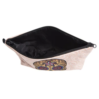 Nuevo estilo Colorful Skull Print conjunto de brochas con bolsa Kit de maquillaje para señoras cosméticos portátil Bolsa de cosméticos de etiqueta privada