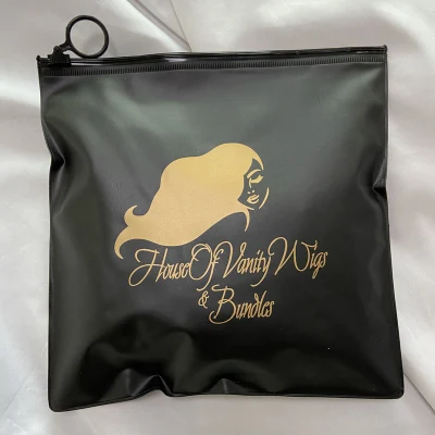 Cremallera de PVC negro mate personalizado Bolsa Bolsa de plástico para Cosmética teléfono caso envases de prendas de vestir