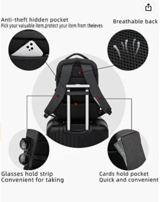 Mochila para portátil de 17 pulgadas Antirrobo negocios Slim Escuela duradera mochila con USB para la carga para los niños niñas Bookbag hombre &amp; Mujer bolso