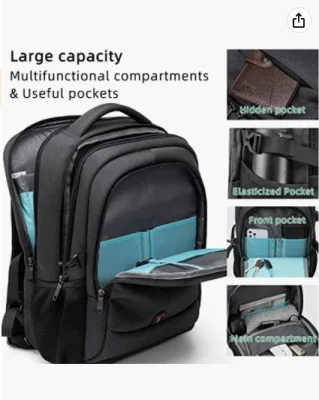  Mochila para portátil de 17 pulgadas Antirrobo negocios Slim Escuela duradera mochila con USB para la carga para los niños niñas Bookbag hombre &amp; Mujer bolso