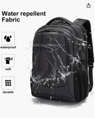 Mochila para portátil de 17 pulgadas Antirrobo negocios Slim Escuela duradera mochila con USB para la carga para los niños niñas Bookbag hombre &amp; Mujer bolso