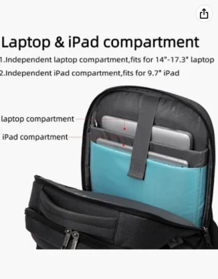 Mochila para portátil de 17 pulgadas Antirrobo negocios Slim Escuela duradera mochila con USB para la carga para los niños niñas Bookbag hombre &amp; Mujer bolso