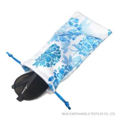  Bolsa de microfibra con cordón para gafas con logotipo personalizado impreso.