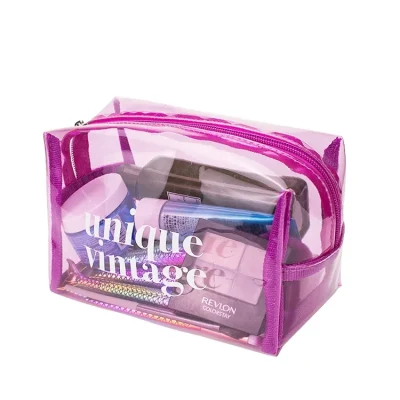  Portátil de viaje a las mujeres claro maquillaje impermeable Bolsa Bolsa de cosméticos de PVC transparente