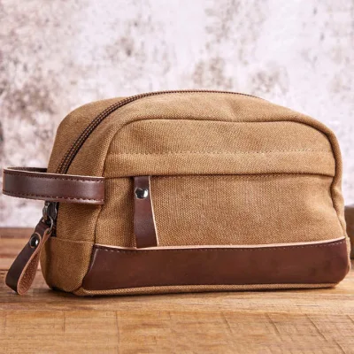  Custom Men Private Label Logo Travel Canvas afeitado de la forma Bolsa