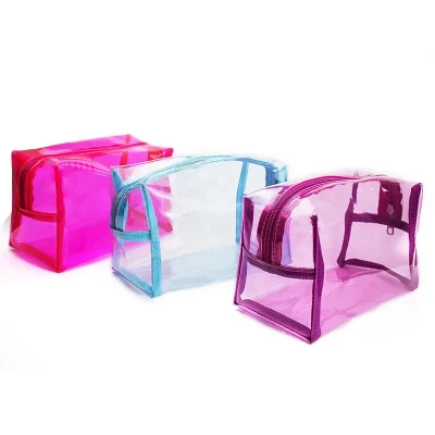 Portátil de viaje a las mujeres claro maquillaje impermeable Bolsa Bolsa de cosméticos de PVC transparente