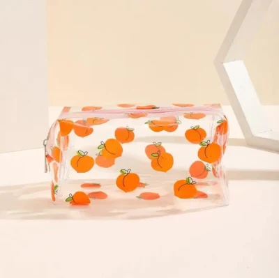 Corazón cremallera florales transparentes maquillaje Bolsa Bolsa de viaje logotipo personalizado a granel mayoristas PVC transparente de los casos las bolsas de cosméticos