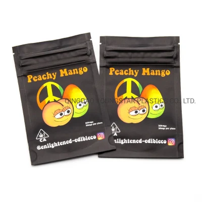  7G impresión personalizada de calidad alimentaria Stand up Mylar Ziplock Window Rasgar papel plástico reciclable bolsa de aceite con malezas