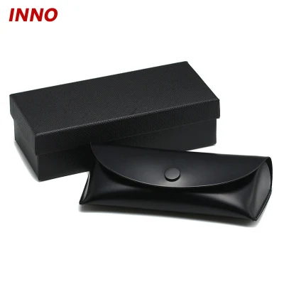  Inno-R007 estilo empresarial gafas de sol juegos de caja de poliuretano suave bolsa de cuero con caja de Papel Caja Portátil con pleno soporte para gafas de óptica ecológica de logotipo personalizado