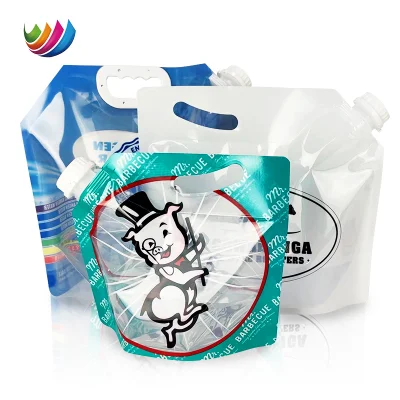  1L 3L 5L 10L jugo de cerveza líquido Bolsa de beber plegable Bolsa de agua portátil con boquilla de embalaje elástico con asa
