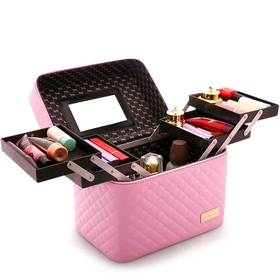 Portátil de gran capacidad de viaje Multi-función Multi-capa de sobremesa Cosméticos Bolsa de almacenamiento