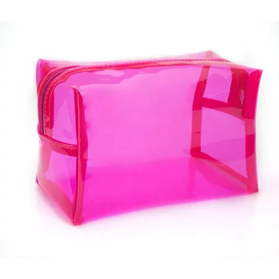 Portátil de viaje a las mujeres claro maquillaje impermeable Bolsa Bolsa de cosméticos de PVC transparente