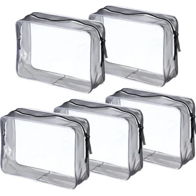 Logotipo personalizado transparente impermeable Maquillaje de maquillaje Viajes Toiletry PVC transparente Bolsas cosméticas