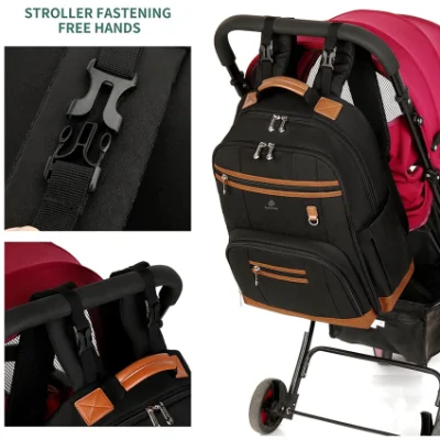 Mochila de gran capacidad para la mamá de bebé bolsas de viaje para los Chicos Chicas con bolsillo con aislamiento de las correas de silla de paseo de la bolsa de pañales