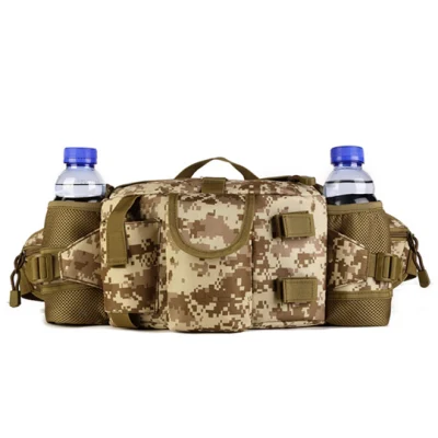  Moda al aire libre Hip cinturón Tactical Fanny Pack cintura bolsa con Dos soportes para botellas