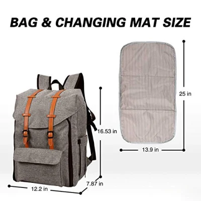 Pañales Mochila Bolsa de gran capacidad de doble compartimiento con correas de silla de paseo cambiador de pañales Mochila, bolsa para el recién nacido la madre