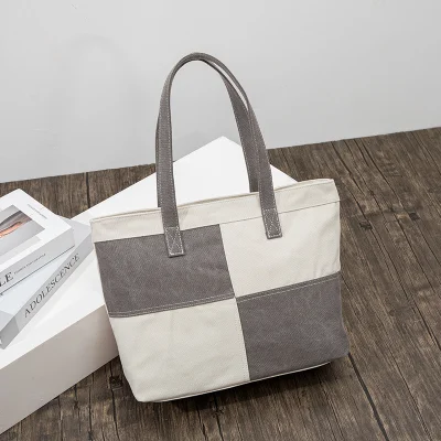  Bolsa de lona de algodón estampada a medida para oficina, escuela y compras