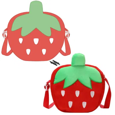 Custom Plush Kids Simulación de la Purgada de la moneda de la fruta adorable hombro de la fresa Bolsa