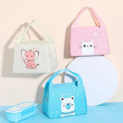  La moda de dibujos animados Cute niños de escuela y la Oficina llevar almuerzo de aislamiento térmico de lámina impermeable bolso del refrigerador