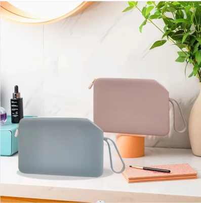 Bolsa de maquillaje de viaje de silicona, bolsa de cosméticos, bolsa de artículos de tocador para mujeres y niñas.