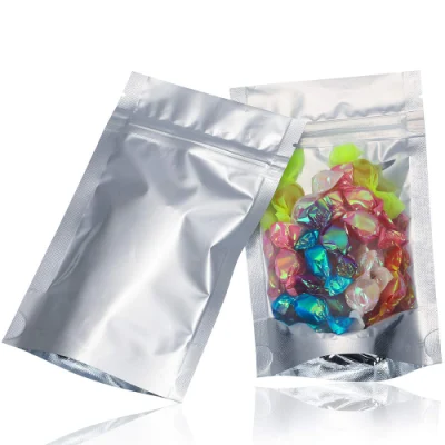  En el embalaje personalizado y de stock resellables Stand up Pouch de plástico, bolsas de Mylar con cierre de cremallera, de forma personalizada Bolsa de Mylar con ventana