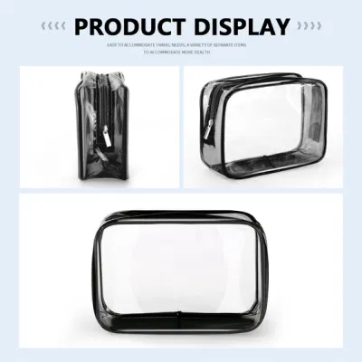 Personalizar portátil impermeable PVC transparente Toiletry Bolsa de tocador de maquillaje Cuidado de la piel Conjuntos de embalaje polvo Cuarto de baño almacenamiento de viaje Zipper Cosmética Bolsa