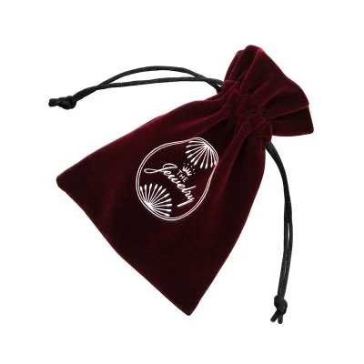 Bolsas de moda con cordón de terciopelo para joyas con logotipo personalizado.