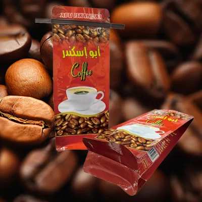 Diseño personalizado plástico Stand up Embalaje de alimentos Zipper de fondo plano Bolsa de polvo de café con brida de válvula