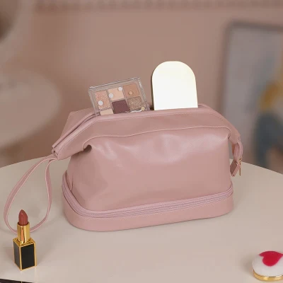  Low MOQ Personalized Design Women Fashion Waterproof Zipper Leather Storage Bolsa cosmética