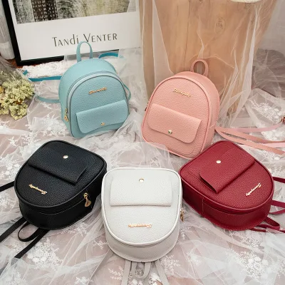  Las mujeres de la Escuela de mini mochila de cuero Bolsos de moda para niñas adolescentes Patchwork mochila pequeña carta Bolso Bolsa Teléfono móvil