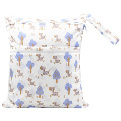  Cierre con cremallera Bolsillo doble cerradura de alta calidad impermeable lindas bolsas de pañales de bolsillo en seco, húmedo, húmedo impresas bolsas reutilizables impermeable