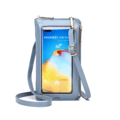 Hot Sale OEM pantalla personalizada impresión Logo pantalla táctil móvil Bolsa de teléfono Bolsa de mensajero femenina