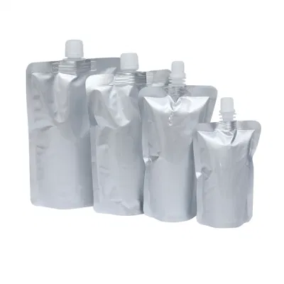 Comida impresa a medida Bolsa de aluminio de lámina Bolsa de soporte de boquilla Bolsa de embalaje para jugo de fruta/Café/leche/Cuidado de la piel Bolsas de boca cosméticas