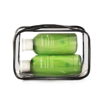 Personalizar portátil impermeable PVC transparente Toiletry Bolsa de tocador de maquillaje Cuidado de la piel Conjuntos de embalaje polvo Cuarto de baño almacenamiento de viaje Zipper Cosmética Bolsa