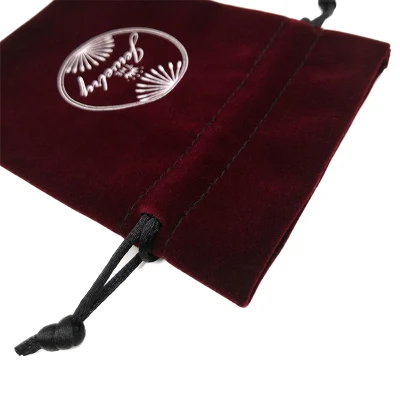 Bolsas de moda con cordón de terciopelo para joyas con logotipo personalizado.