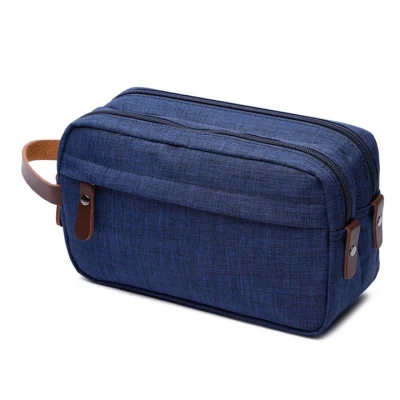  Sh1956 Moda mayorista pequeño logotipo personalizado con cremallera resistente al agua bolsas de cosméticos de lujo negro hombres de la bolsa de aseo viaje Mens