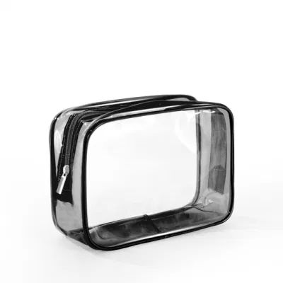 Personalizar portátil impermeable PVC transparente Toiletry Bolsa de tocador de maquillaje Cuidado de la piel Conjuntos de embalaje polvo Cuarto de baño almacenamiento de viaje Zipper Cosmética Bolsa