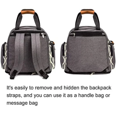  Ampliable Diaper Bag Bolso Mochila bolsa bandolera para mamá y Hermana en gris.