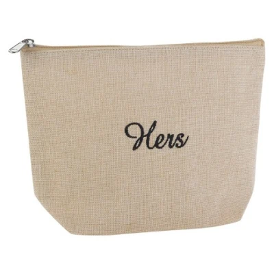  Al por mayor Personalizar Logo impresión Burlap Rehacer embrague Bolsa de aseo Bolsa de cosméticos yute