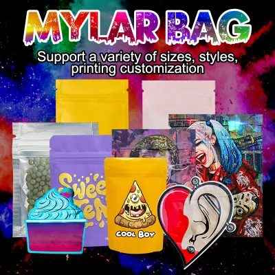  Yurui Wholesale 3,5g a prueba de niños resealable a medida Pirnted a prueba de olores Stand up fruta seca Candy Tabaco Cookie Bolsa Zipper Lock Bolsa de Mylar para Embalaje de alimentos