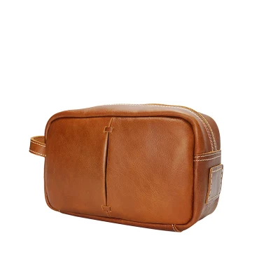 Custom Leather Retro Portable Lady Bolsa de lujo cosméticos de mano hacer Bolsa arriba