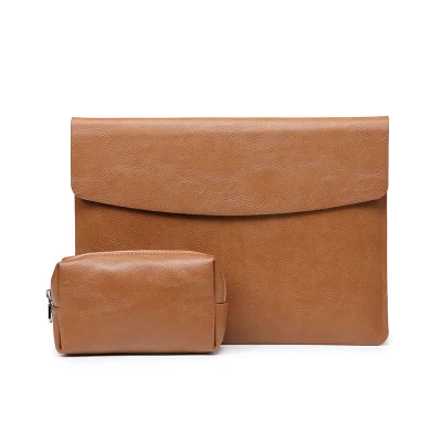 Funda para tableta compacta portátil cierre magnético funda para tableta de cuero marrón Bolsa para portátil