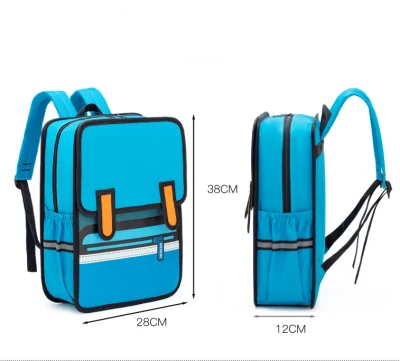 Jump Style hombro 2D 3D Cartoon School Bolsa de libros cómicos