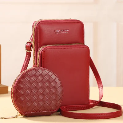  La nueva bolsa de mensajero de la mujer de moda bolso verano Coreano de alta capacidad Dual-Zip versátil Teléfono Móvil bolsa