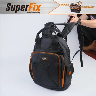  Bolsa de herramientas de poliéster con doble hombro con bolsillos pequeños, herramientas de diseño de moda