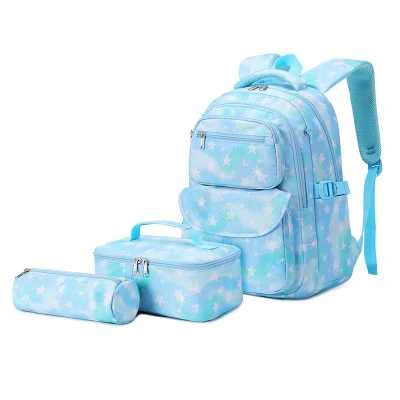 Starry Sky Full Printing Digital Zipper Bolsa Unisex Escuela Mochila Juego de 3 piezas